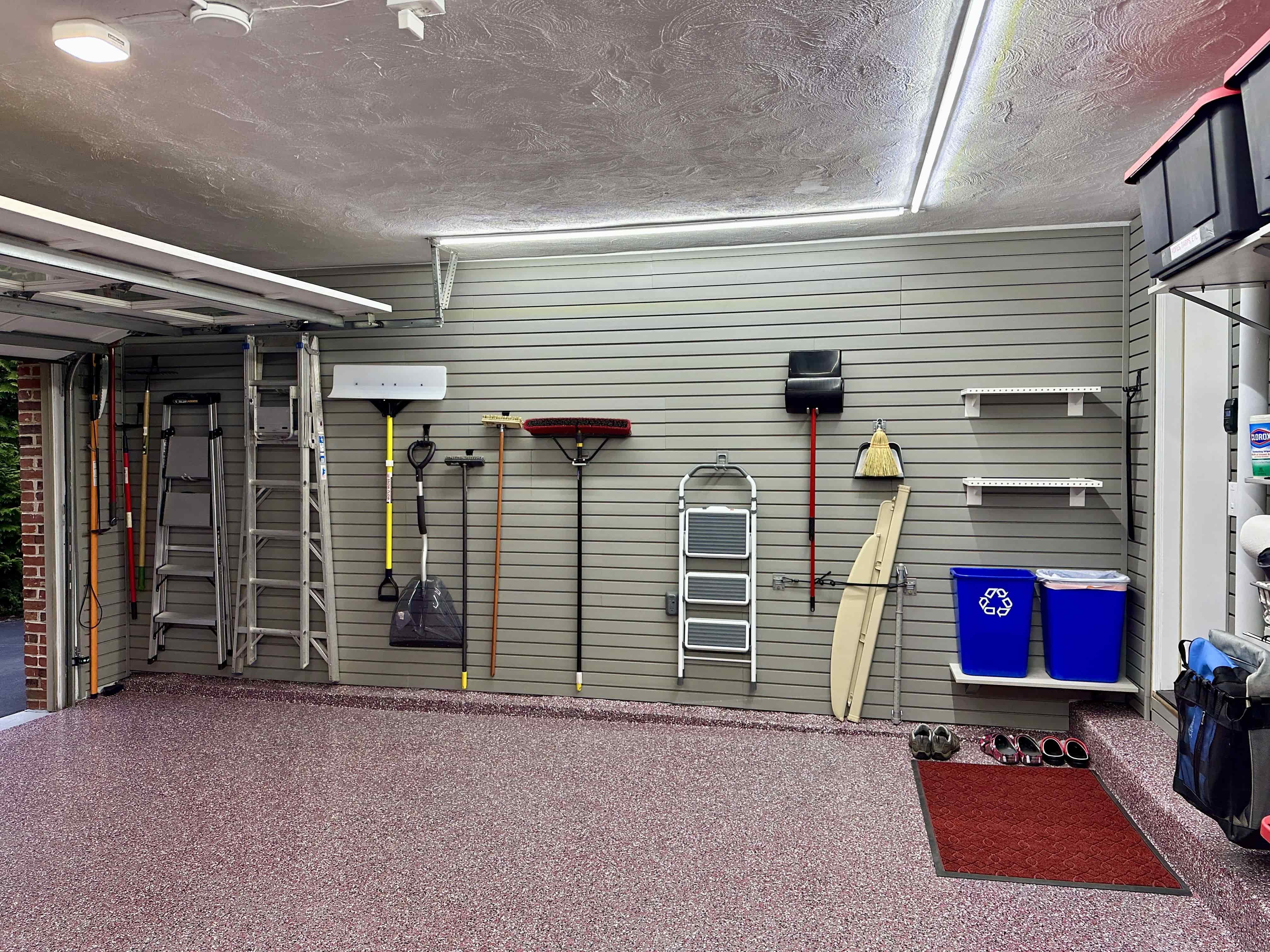 Everything in its place and very organized. Your garage works for you now. You can find what you need quickly and park your car without moving a thing.